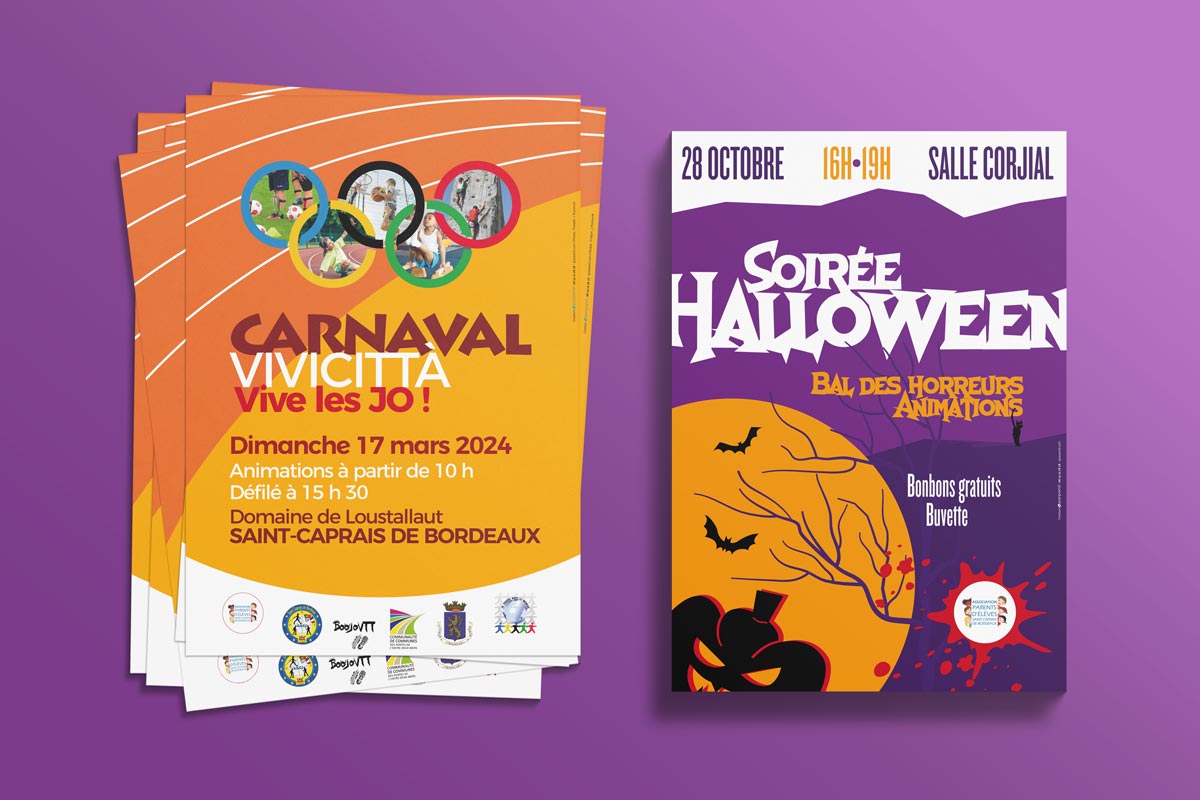 Flyers "Carnaval Vivicittà" et "Soirée Halloween"